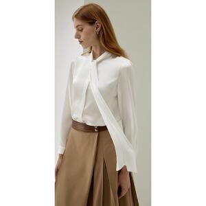 LilySilk M Women Bow-tie Neck Silk Blouse